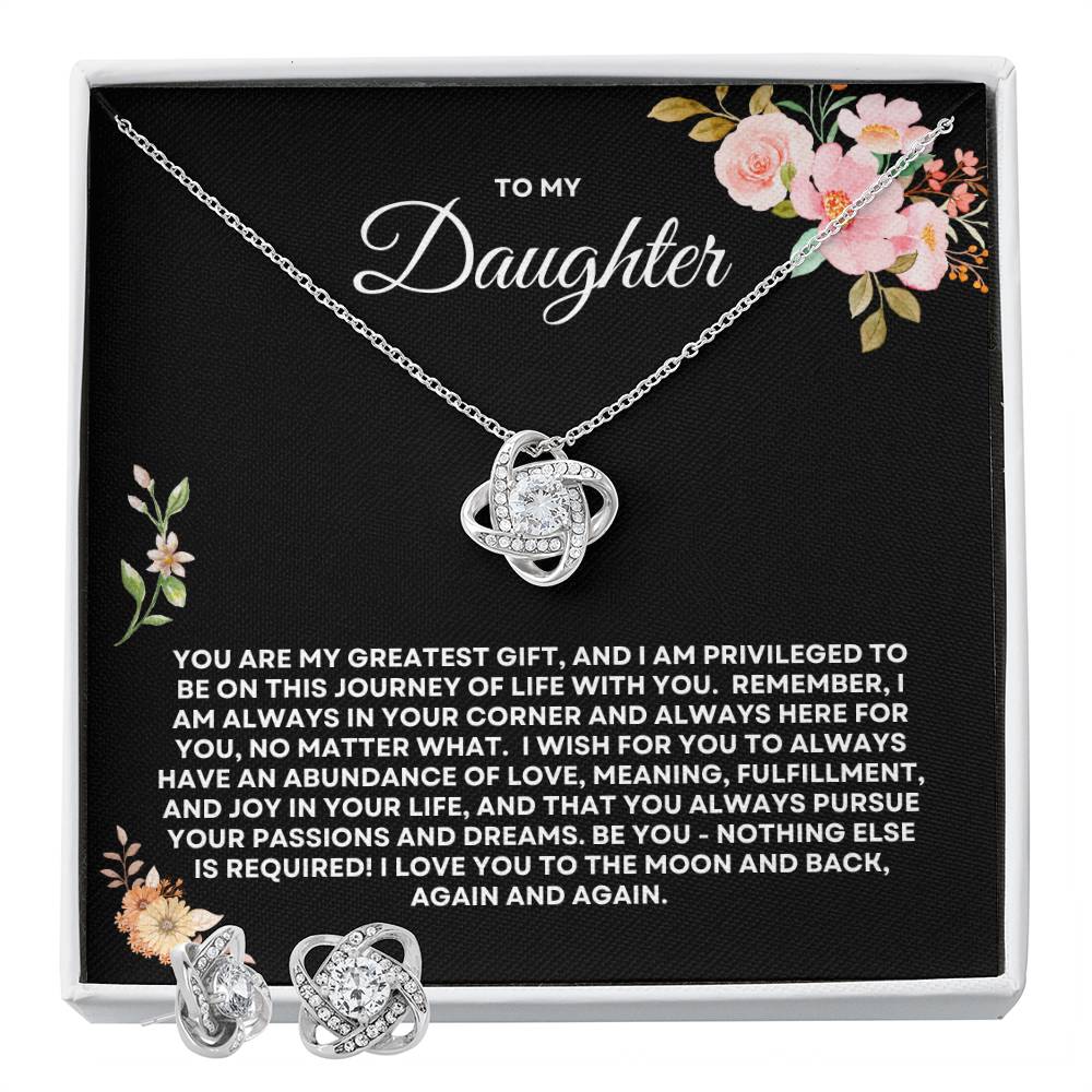 Daughter - Love Knot Necklace & Earrings Set