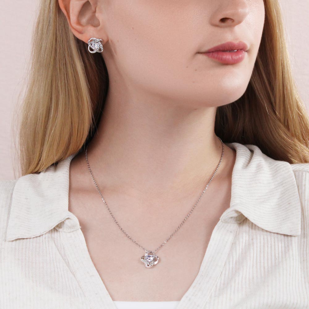 Daughter - Love Knot Necklace & Earrings Set