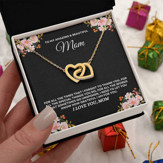 To My Amazing & Beautiful Mom - Interlocking Hearts Necklace