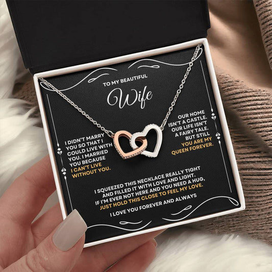 To My Beautiful Wife - Interlocking Hearts Necklace