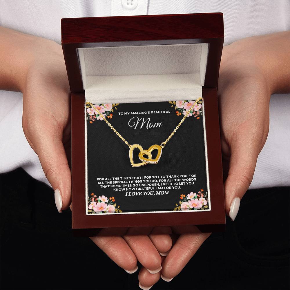 To My Amazing & Beautiful Mom - Interlocking Hearts Necklace