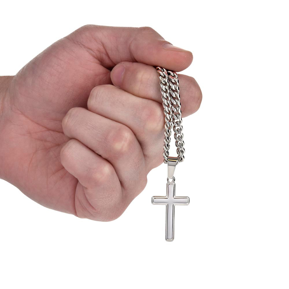 To My Son - Artisan Cross & Cuban Chain Necklace