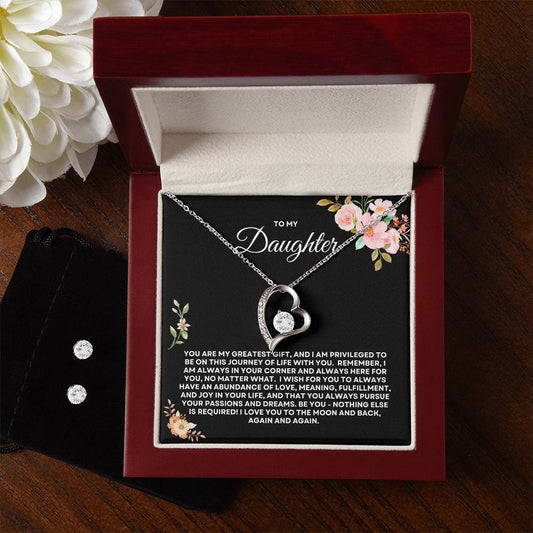 To My Daughter - Forever Love Necklace & Earrings Set