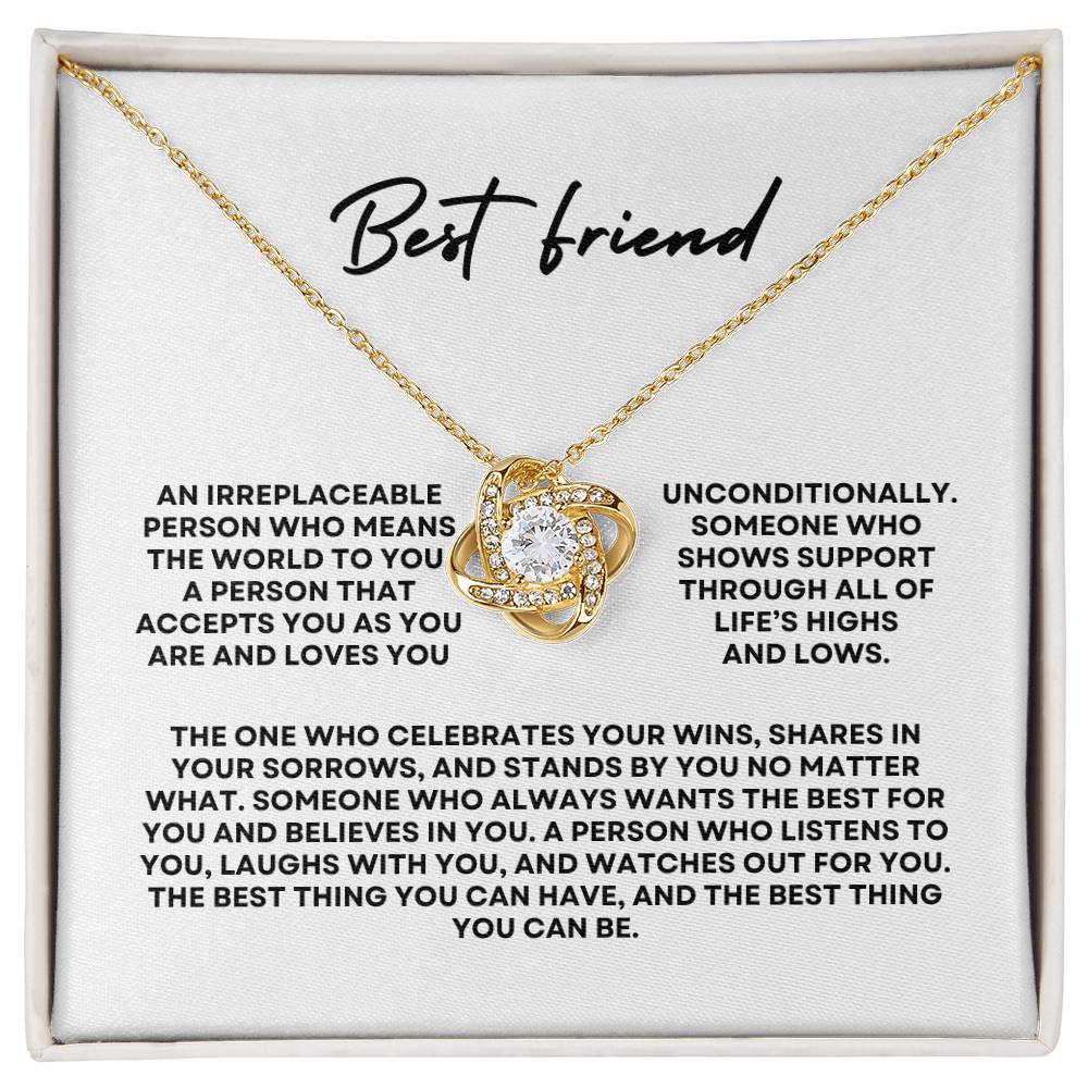 Best Friend - Love Knot Necklace & Laser-Printed Flower Bouquet Bundle