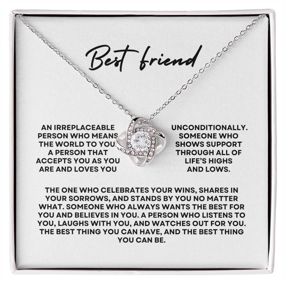 Best Friend - Love Knot Necklace & Laser-Printed Flower Bouquet Bundle
