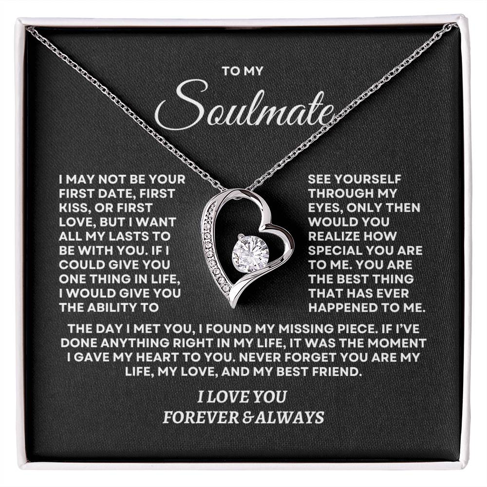 To My Soulmate - Forever Love Necklace & Laser-Printed Flower Bouquet Bundle