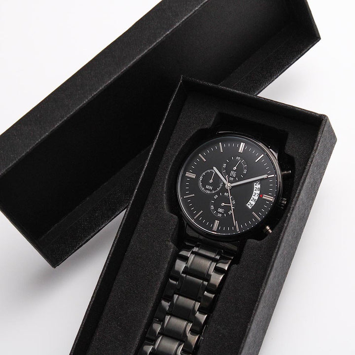 Time To Suit Up - Black Chronograph Watch | Mens Custom Engraved Watch for deals Groom, Grooms Gift, Wedding Day Gift