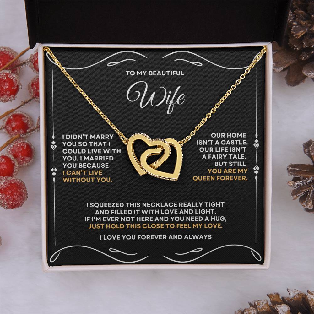 To My Beautiful Wife - Interlocking Hearts Necklace