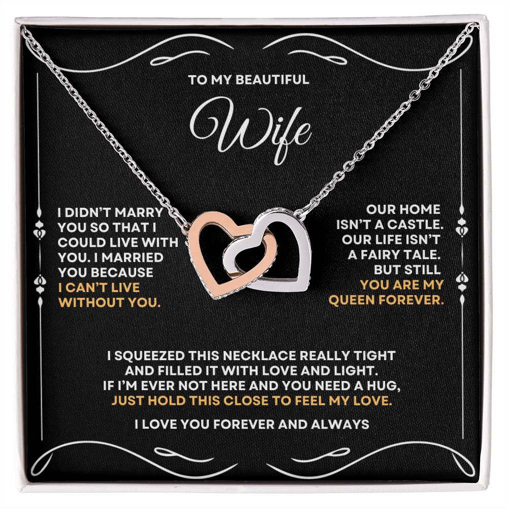 To My Beautiful Wife - Interlocking Hearts Necklace
