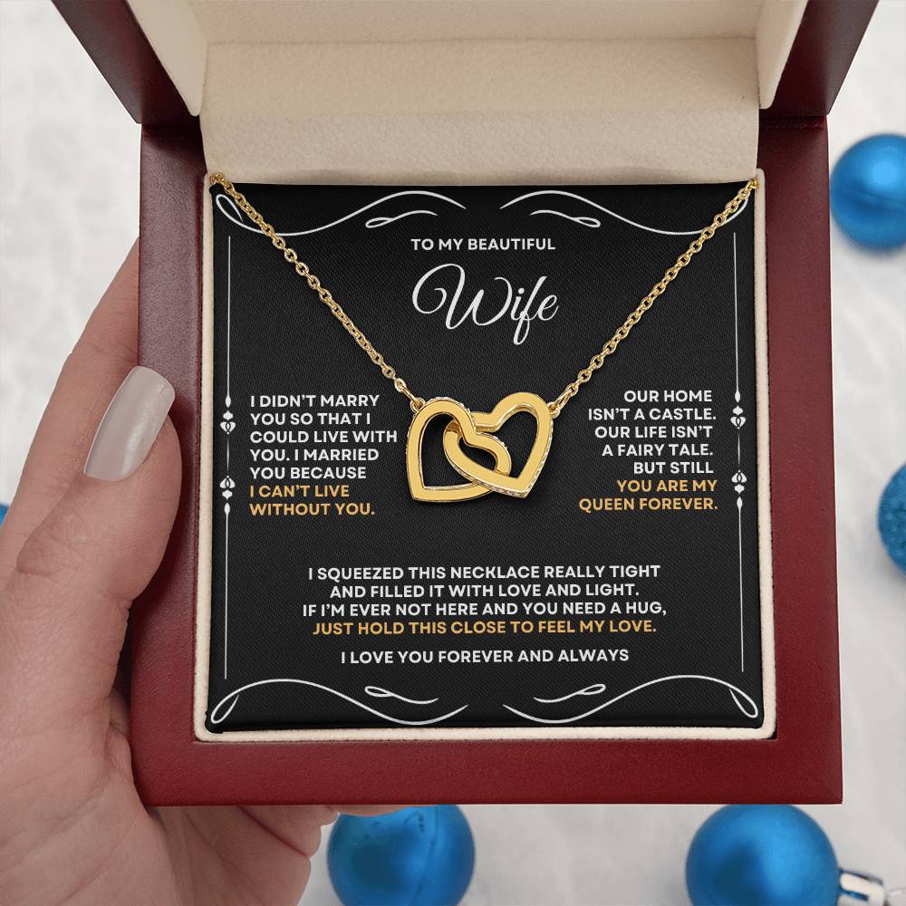 To My Beautiful Wife - Interlocking Hearts Necklace