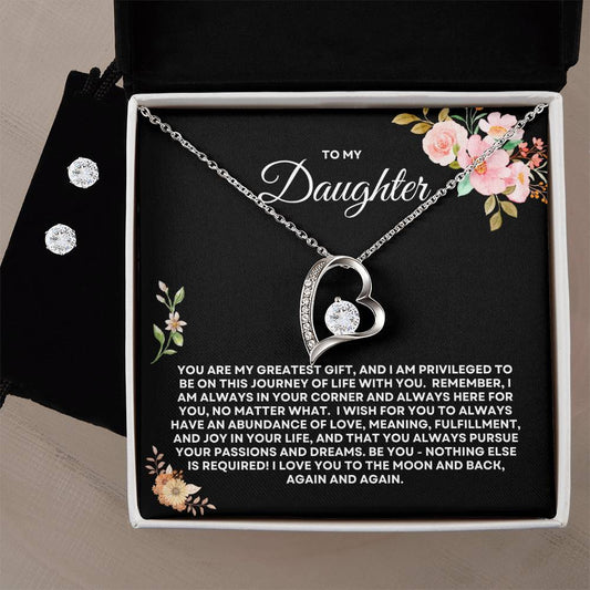 To My Daughter - Forever Love Necklace & Earrings Set